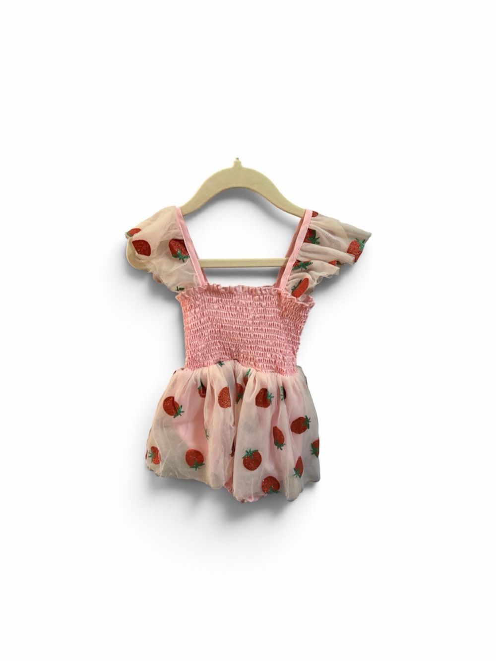 Amazon Pink Strawberry Print Girls' Formal Dress